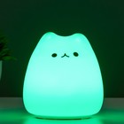 Фигурка светящаяся RISALUX «Антистресс мякиш котёнок», LED-ночник, RGB, от батареек 3ААА, 9.5×9.5×10.5 см - Фото 4