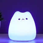 Фигурка светящаяся RISALUX «Антистресс мякиш котёнок», LED-ночник, RGB, от батареек 3ААА, 9.5×9.5×10.5 см - Фото 6