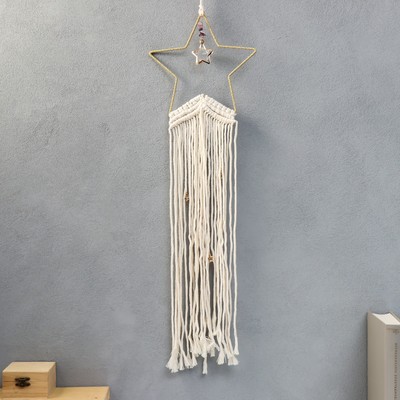 Ловец снов амулет в технике макраме «Звезда», натуральный 81×20 см