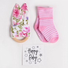 Набор Крошка Я «Flowers» Пелёнка муслиновая 75×120 см, носки 8-10 см, аксессуар