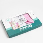 Набор Крошка Я «Flowers» Пелёнка муслиновая 75×120 см, носки 8-10 см, аксессуар - фото 119571411