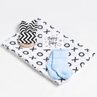 Набор для новорожденного «Крошка Я» Classic, пелёнка муслиновая 75×120 см, носки 8-10 см, аксессуар - Фото 1