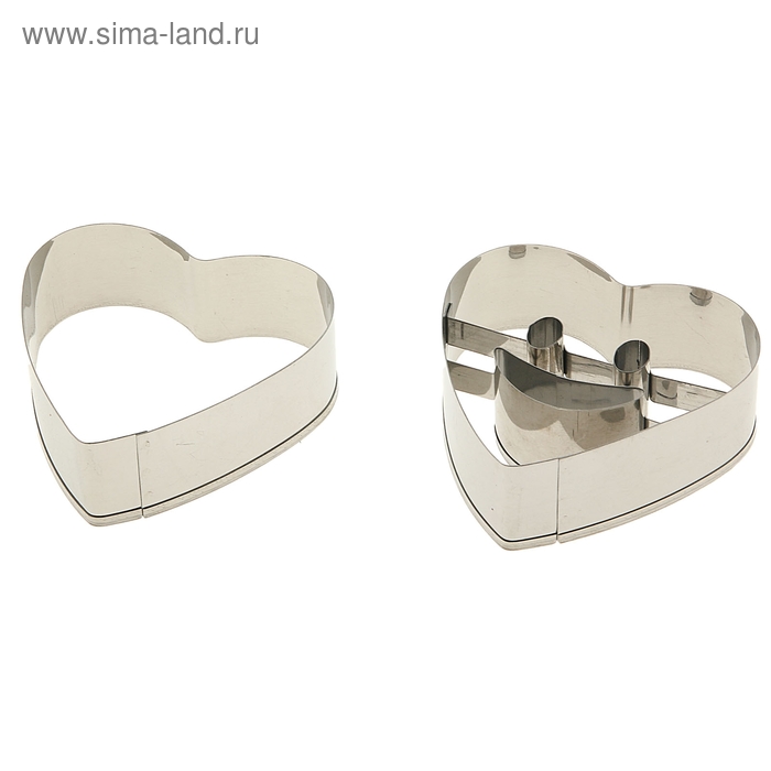 Набор форм для вырезания печенья «Сердца», 2 шт, 7×7,5 см, цвет хромированный - Фото 1