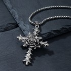 Кулон «Роза в кресте» розенкрейцерский орден, цвет чернёное серебро, 70 см - фото 318704309