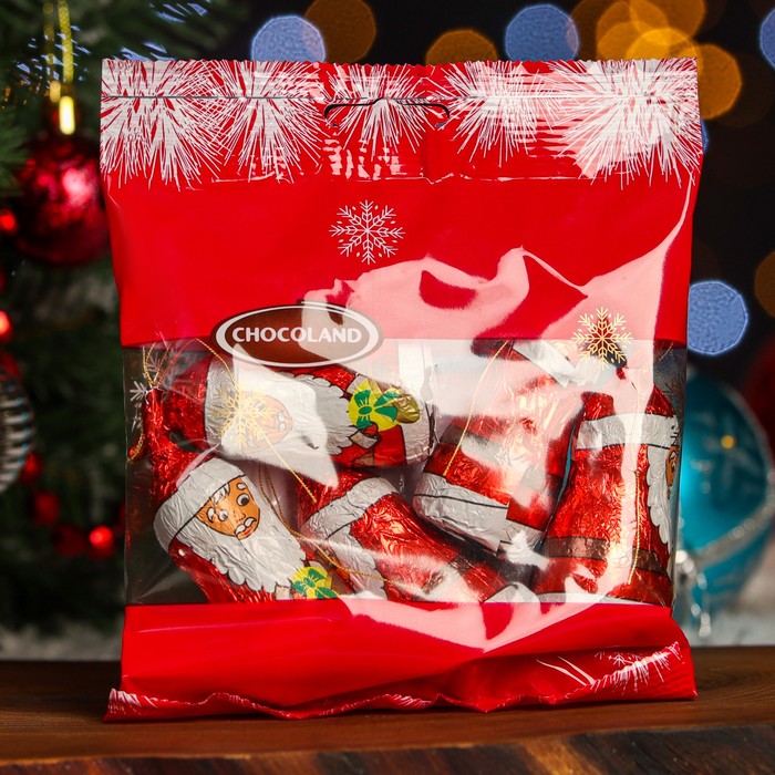Шоколад фигурный молочный "Санта Клаус" в пакете, 63 г - Фото 1