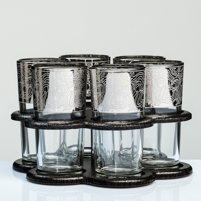 Мини-бар набор из 6-ти стаканов 230 мл  "Jungle" серебро