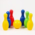 Детский набор боулинг: 6 кеглей, 21 х 7 см, 1 мяч, d-10.5 см - фото 53688163