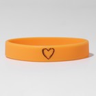Силиконовый браслет «Нарисованное сердце» женский, цвет оранжевый, 18 см - фото 297627410