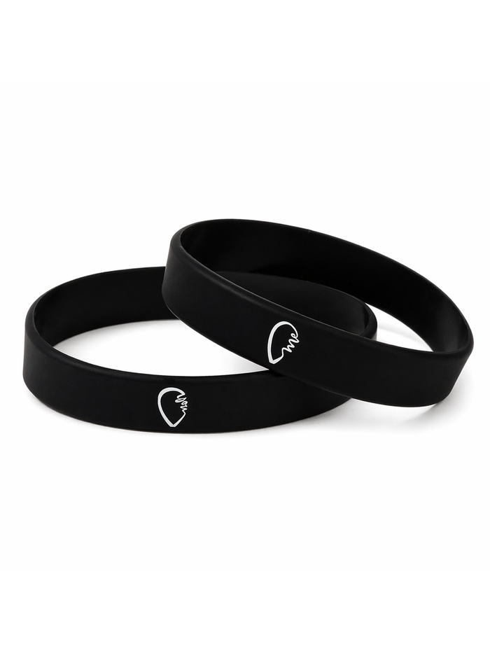 Силиконовые браслеты «Бесконечность», чёрно-белые, 18.20 см