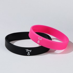 Силиконовые браслеты "Неразлучники" мальчик и девочка, цвет чёрно-розовый, 18,20 см