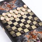 Нарды "Оскал тигра", деревянная доска 40 x 40 см, с полем для игры в шашки - фото 10031759