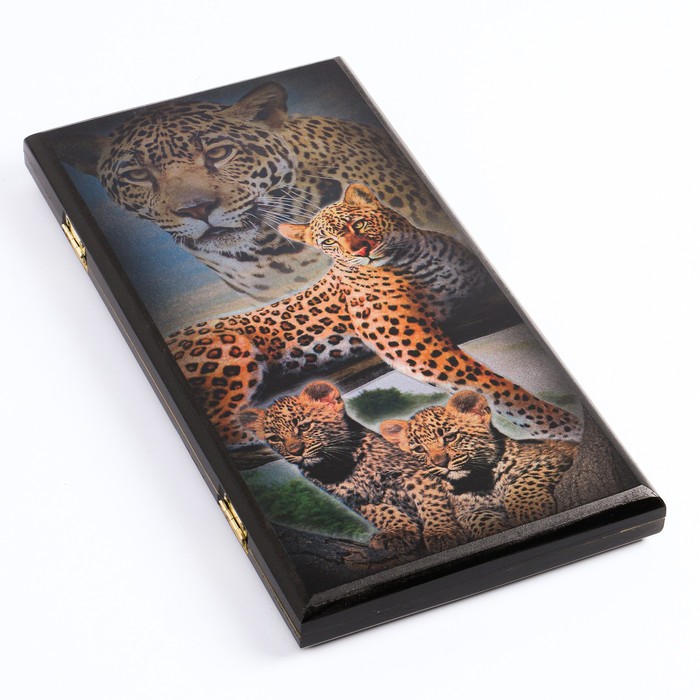 Нарды "Леопард", деревянная доска 40 x 40 см, с полем для игры в шашки - фото 1888209086