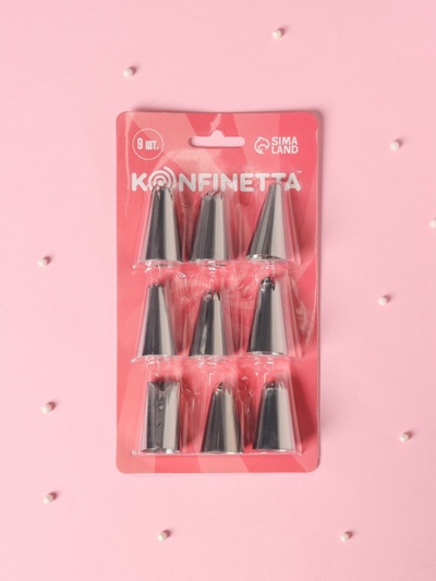 Набор насадок кондитерских KONFINETTA, d=2.5 см, 9 шт.