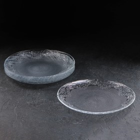 Набор тарелок стеклянный «Лейси», d=25 см, 6 шт, цвет прозрачный