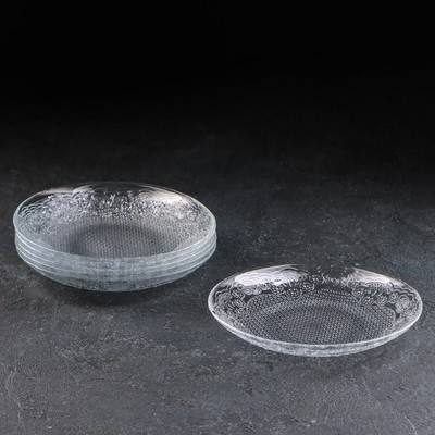 Набор тарелок стеклянный «Лейси», d=16 см, 6 шт, цвет прозрачный