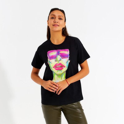 Футболка женская MINAKU Girl чёрная, р-р 52