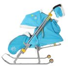 Санки-коляска «Ника Детям 6 - совушки» с прорезиненными колёсами, цвет голубой - Фото 2