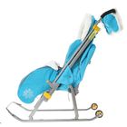 Санки-коляска «Ника Детям 6 - совушки» с прорезиненными колёсами, цвет голубой - Фото 3