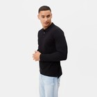 Футболка поло с длинным рукавом мужская MINAKU, размер 44, чёрная - Фото 2