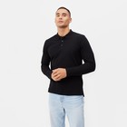 Футболка поло с длинным рукавом мужская MINAKU, размер 44, чёрная - Фото 5