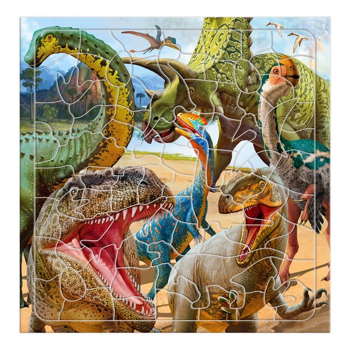 Пазл фигурный на подложке «Динозавры», 80 элементов - Фото 1