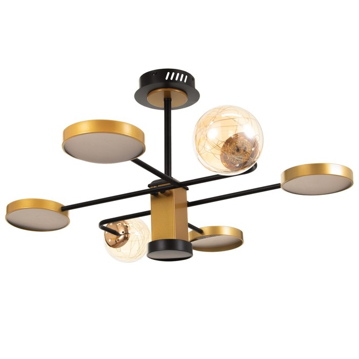 Люстра 1851/7 LEd=72 Вт 3000-6000К черно-золотой 79×77×43 см BayerLux - Фото 1