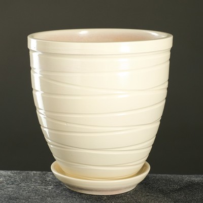 Горшок для цветов «Туман», 2.4 л, d=17.5 см, h=17.5 см, керамический, с поддоном