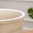 Горшок для цветов «Степь», керамический, с поддоном, 7.3 л, белый с бежевой полосой - Фото 3