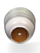 Горшок для цветов «Бабл гам» керамический, с поддоном, 1.8 л, белый с зелёной полосой 7532839