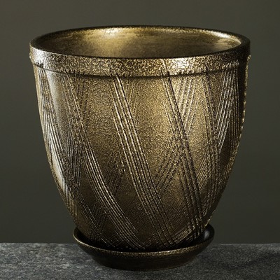 Горшок для цветов «Греция», керамический, с поддоном, 2.4 л