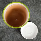 Горшок цветочный с поддоном 1,8л, белый с рисунком керамика, "Поляна" (М) - фото 24149027