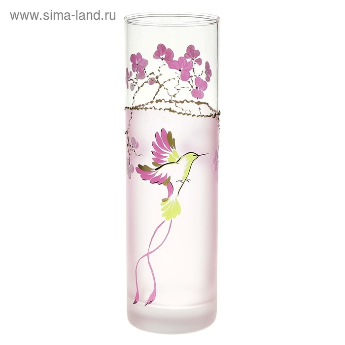 Ваза "Колибри розовая" цилиндр 26 см - Фото 1