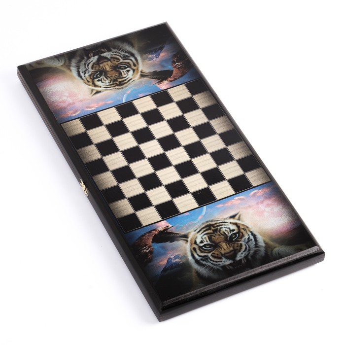 Нарды "Тигр и орел", деревянная доска 50 x 50 см, с полем для игры в шашки - фото 1889691147