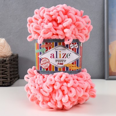 Плюшевая пряжа для вязания руками ALIZE, Puffy fine, 100% микрополиэстер, 14.5 м/100 г, (638)