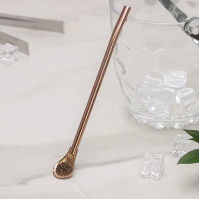 Ложка-бомбилья из нержавеющей стали для матэ, 17,5×2 см, цвет бронзовый