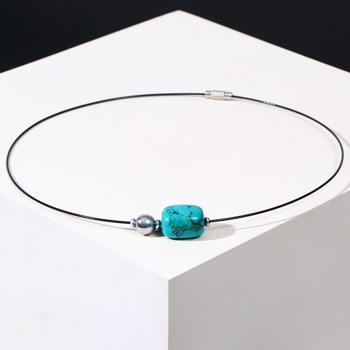 Чокер галтовка «Хризоколла» с гематитом шар №8, 45см - Фото 1