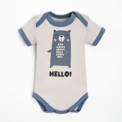 Боди детское «Крошка Я. Мишка», рост 74-80 см, серое