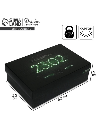 Коробка подарочная складная, упаковка, «23 февраля», 30 х 20 х 9 см