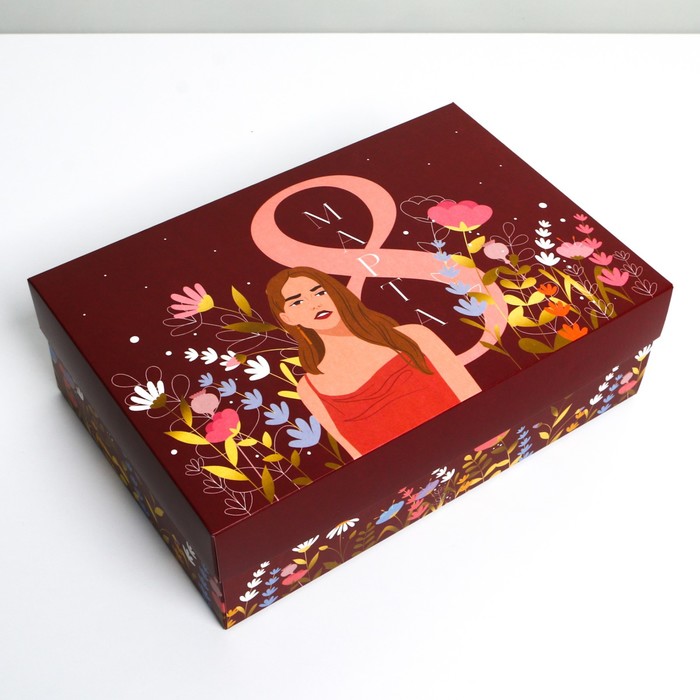 Коробка подарочная складная, упаковка, «8 марта, girl», 30 х 20 х 9 см