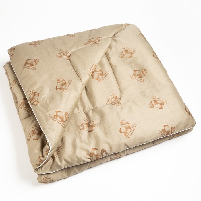 Одеяло одноигольная стежка Овечья шерсть 200х215 см, 300 гр, пэ, чемодан - Фото 1