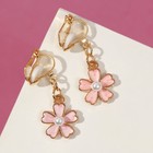 Серьги-клипсы детские «Выбражулька. Цветочек с жемчужиной», бело-персиковые в золоте - Фото 3