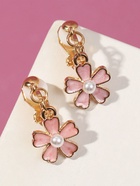 Серьги-клипсы детские «Выбражулька. Цветочек с жемчужиной», бело-персиковые в золоте - Фото 5