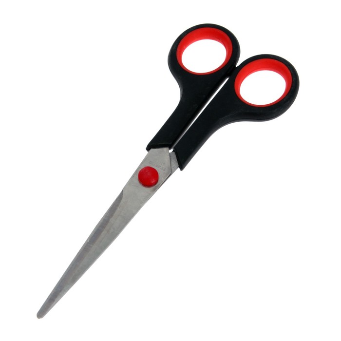 Ножницы канцелярские 17см пластиковые ручки, цвет микс - Фото 1