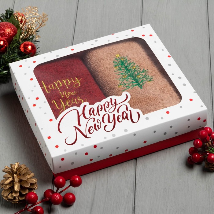 Набор полотенец Этель Happy new year 30×60 см-2 шт., 100% хлопок 340 г/м² 7 - Фото 1