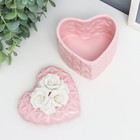 Шкатулка керамика "Три белых розы. Геометрия" сердце розовое 10х11х11 см - Фото 2