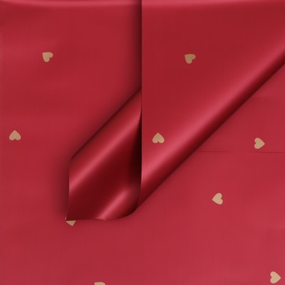 Плёнка в листах для цветов и декора, 58×58±5% см, «Сердечки», винная, 65 мкм