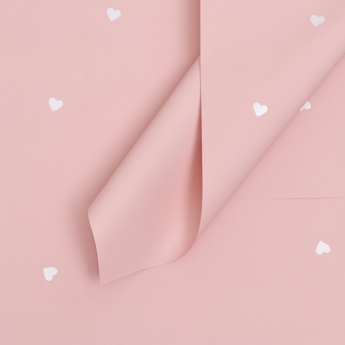 Плёнка в листах для цветов и декора, 58×58±5% см, «Сердечки», нежно - персиковая, 65 мкм - Фото 1
