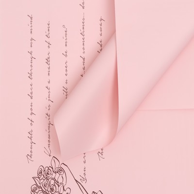 Пленка в листах для цветов и букетов, «Мысли о тебе..» пудра, 58×58 см