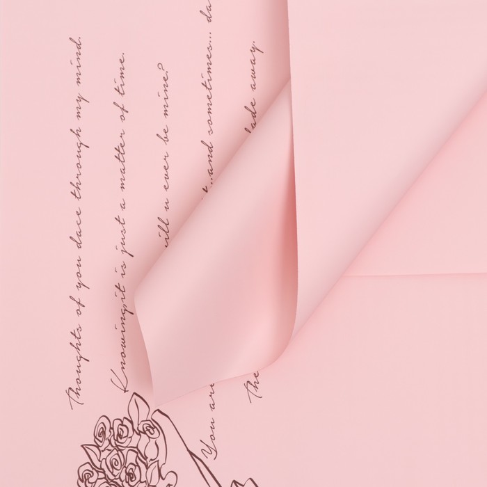 Пленка в листах для цветов и букетов, «Мысли о тебе..» пудра, 58×58 см - Фото 1