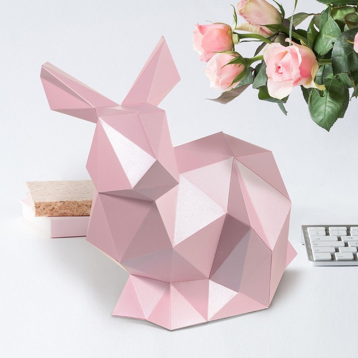 Бумажный конструктор "Кролик Няш" розовый, 30х25х30см - Фото 1